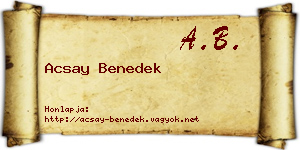 Acsay Benedek névjegykártya