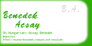 benedek acsay business card